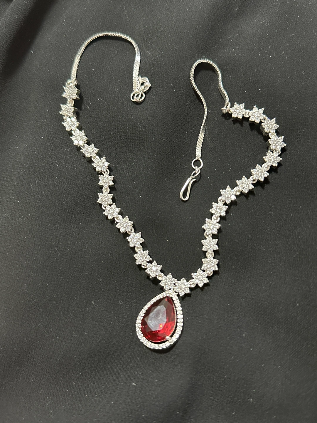 Diamond cut Necklace with Red Pear-Shaped - photo 2