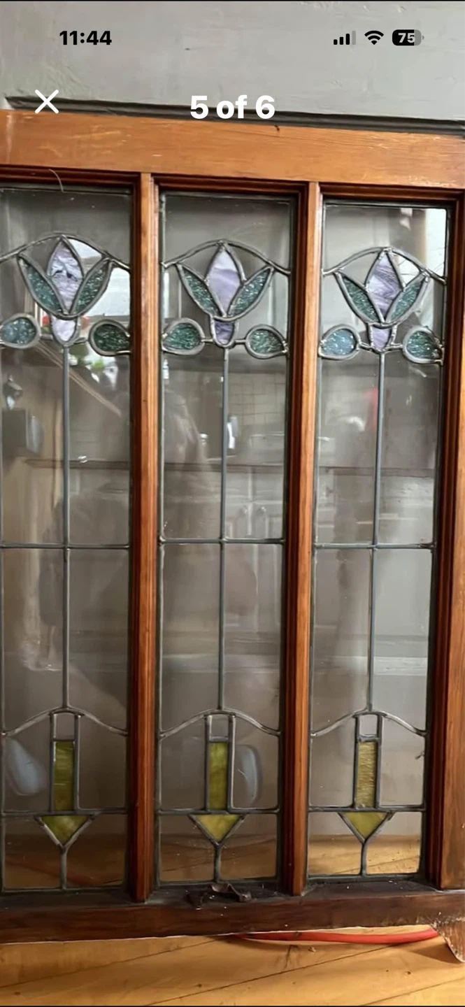 3 vintage stained glass windows - photo 4