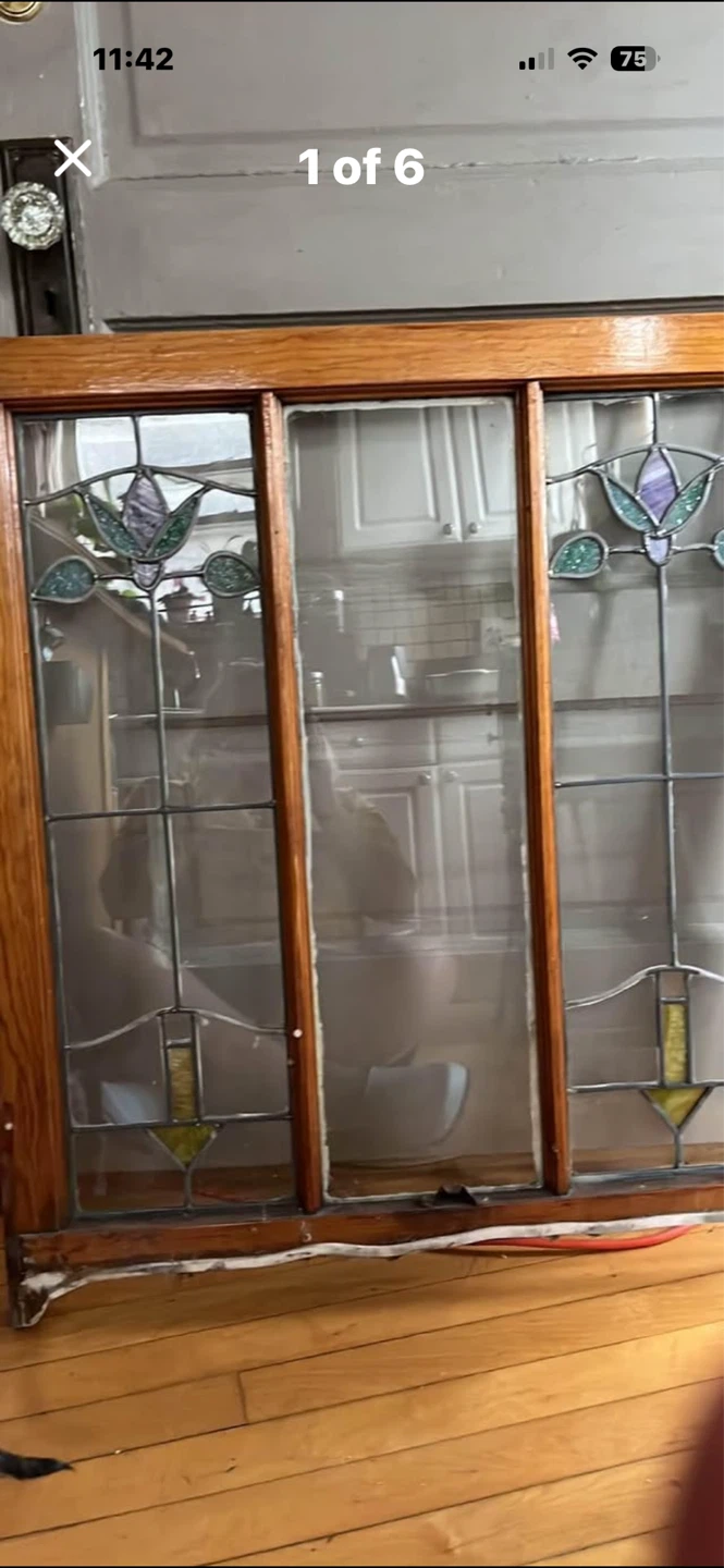 3 vintage stained glass windows