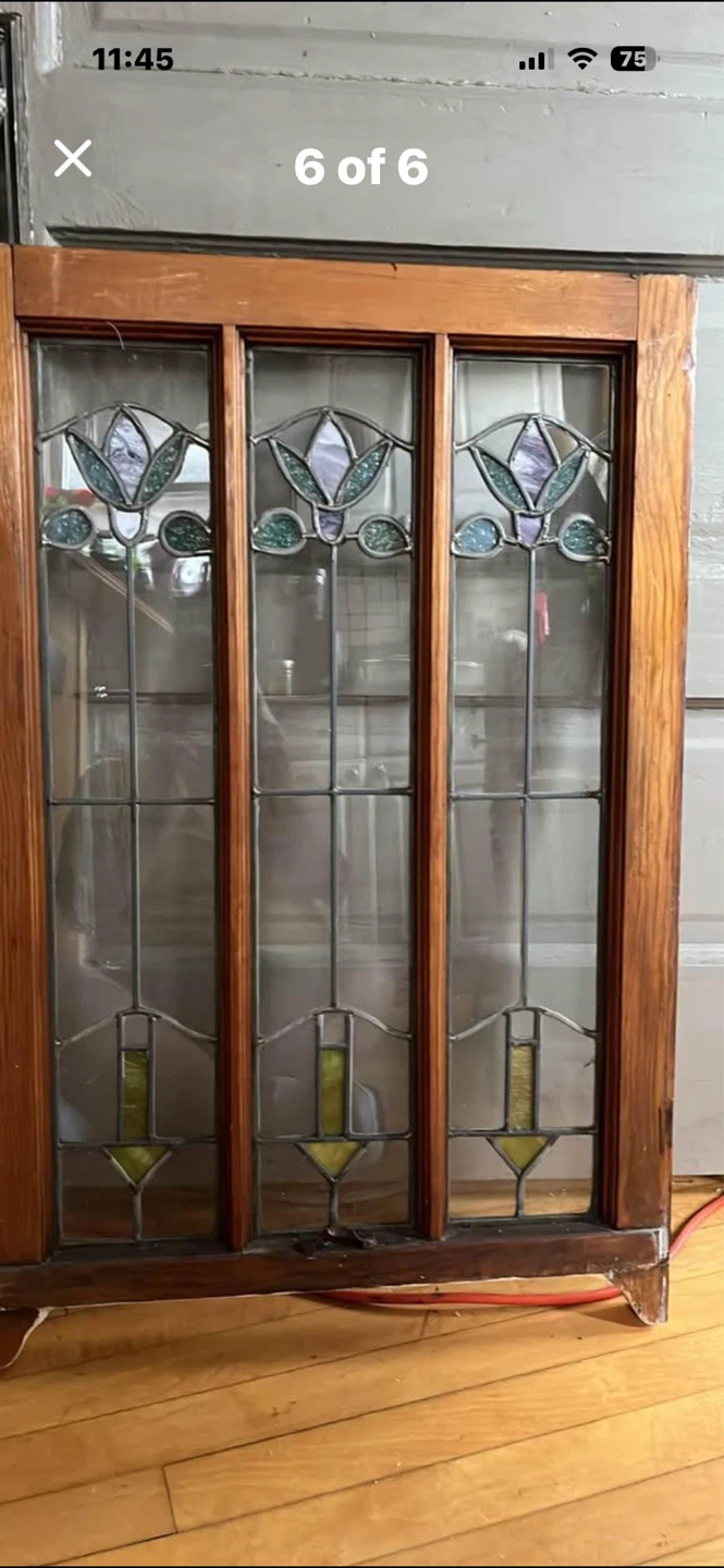 3 vintage stained glass windows - photo 3