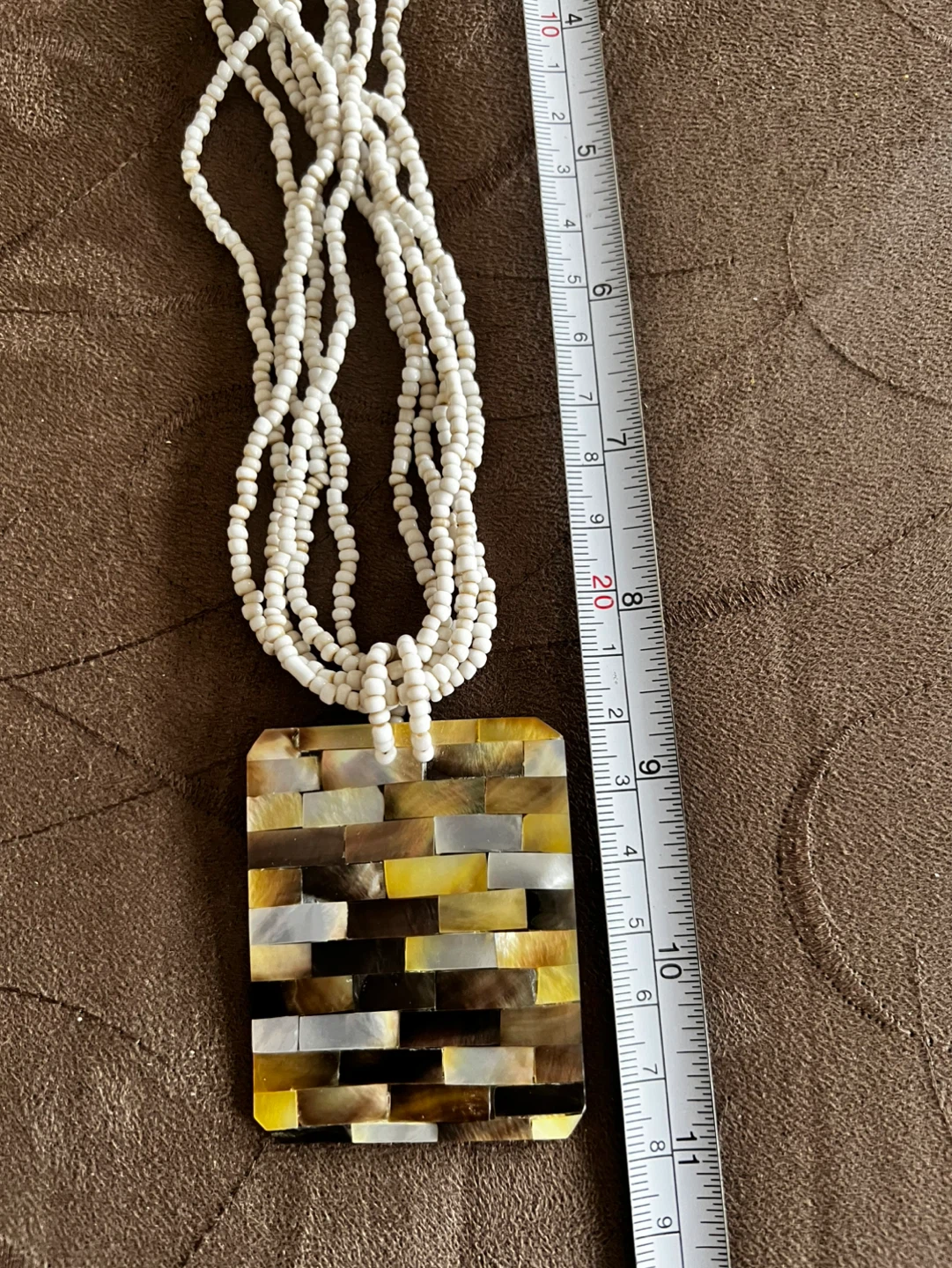 Mother of Pearl Mosaic Design Shell Necklace - photo 3