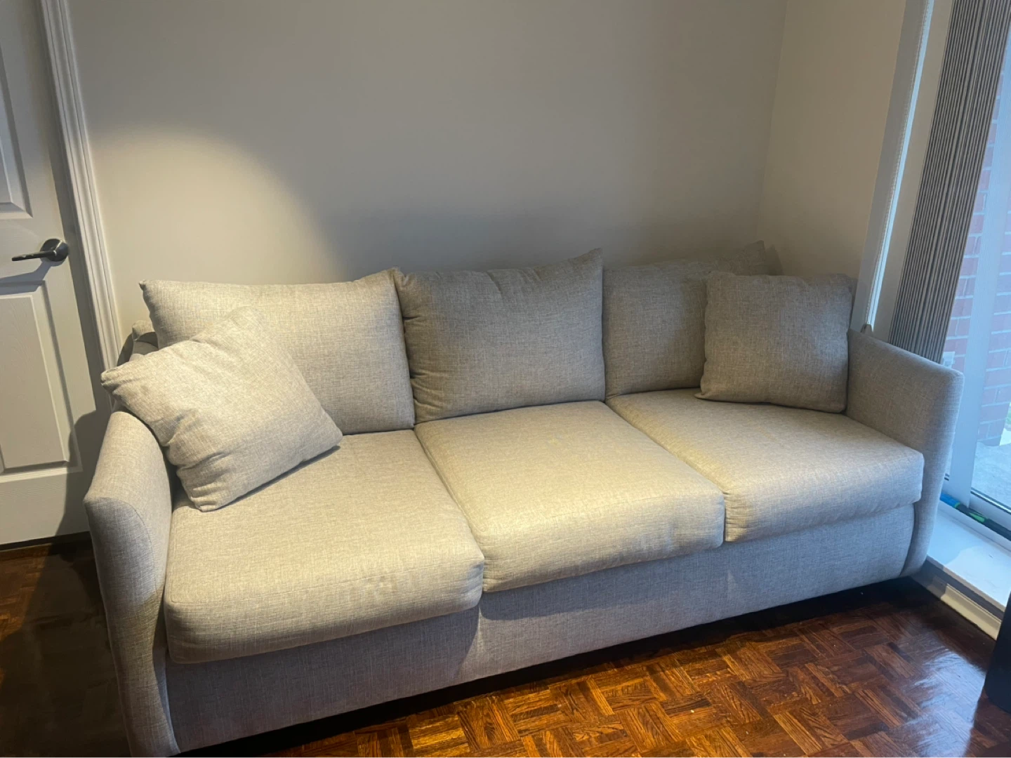 Light Grey Fabric Sofa with Pillows