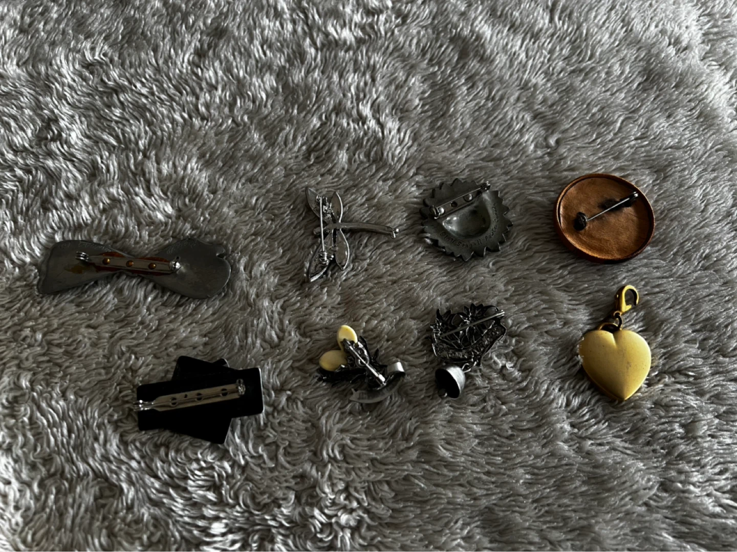 Assorted Brooch Pins and Heart Pendant Charm - photo 2