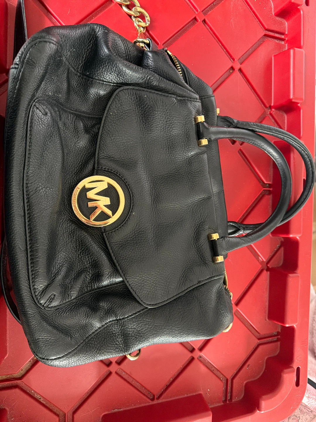 Michael Kors Black Leather Satchel Handbag