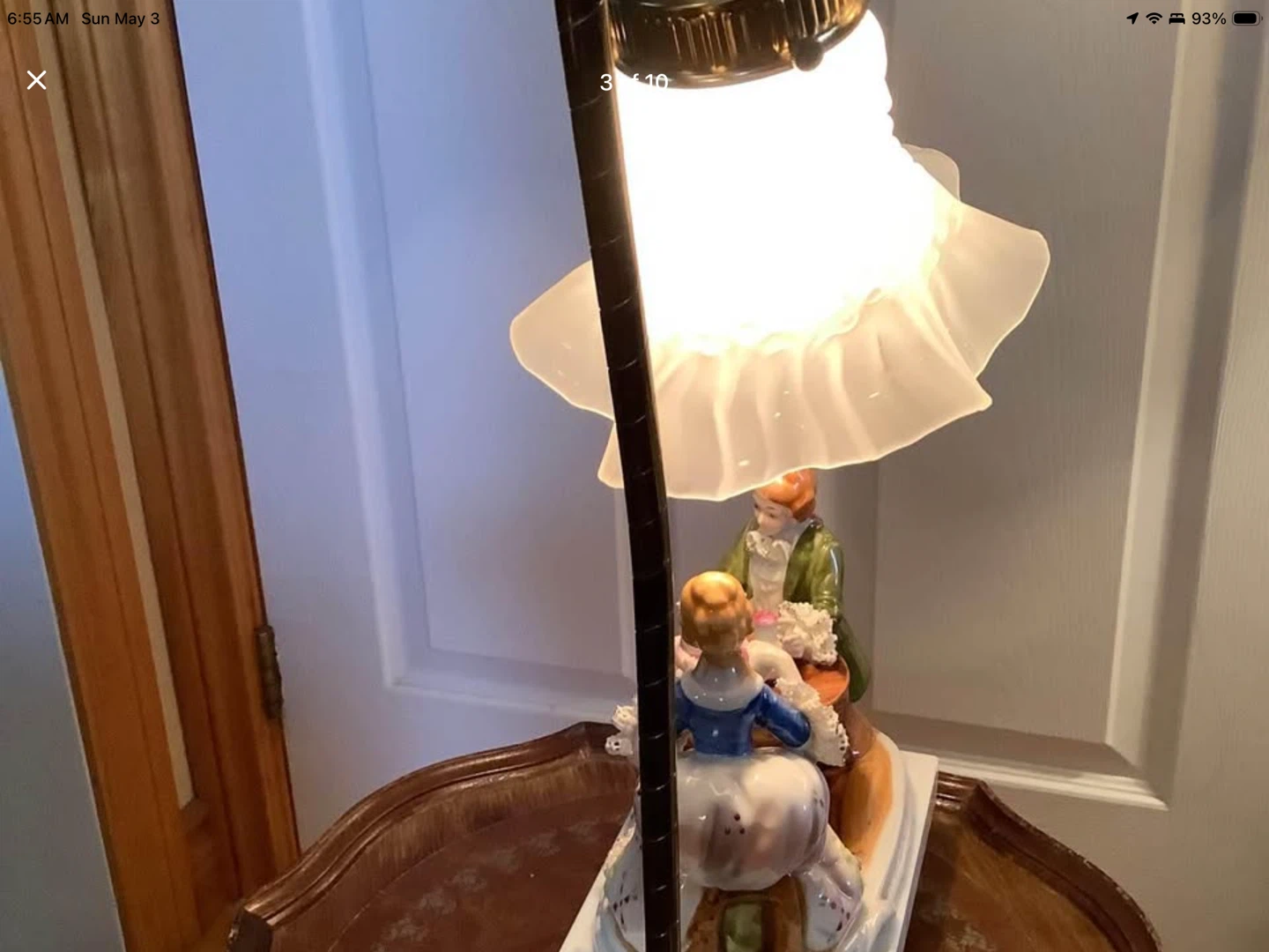 Ant/Victorian Meissen Style Porcelain Lamp on a Marble Base 🐞 - photo 3