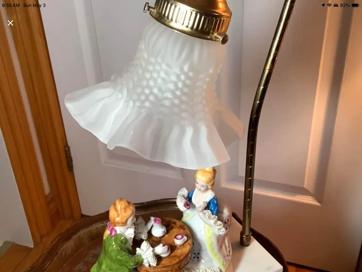 Ant/Victorian Meissen Style Porcelain Lamp on a Marble Base 🐞 - photo 4