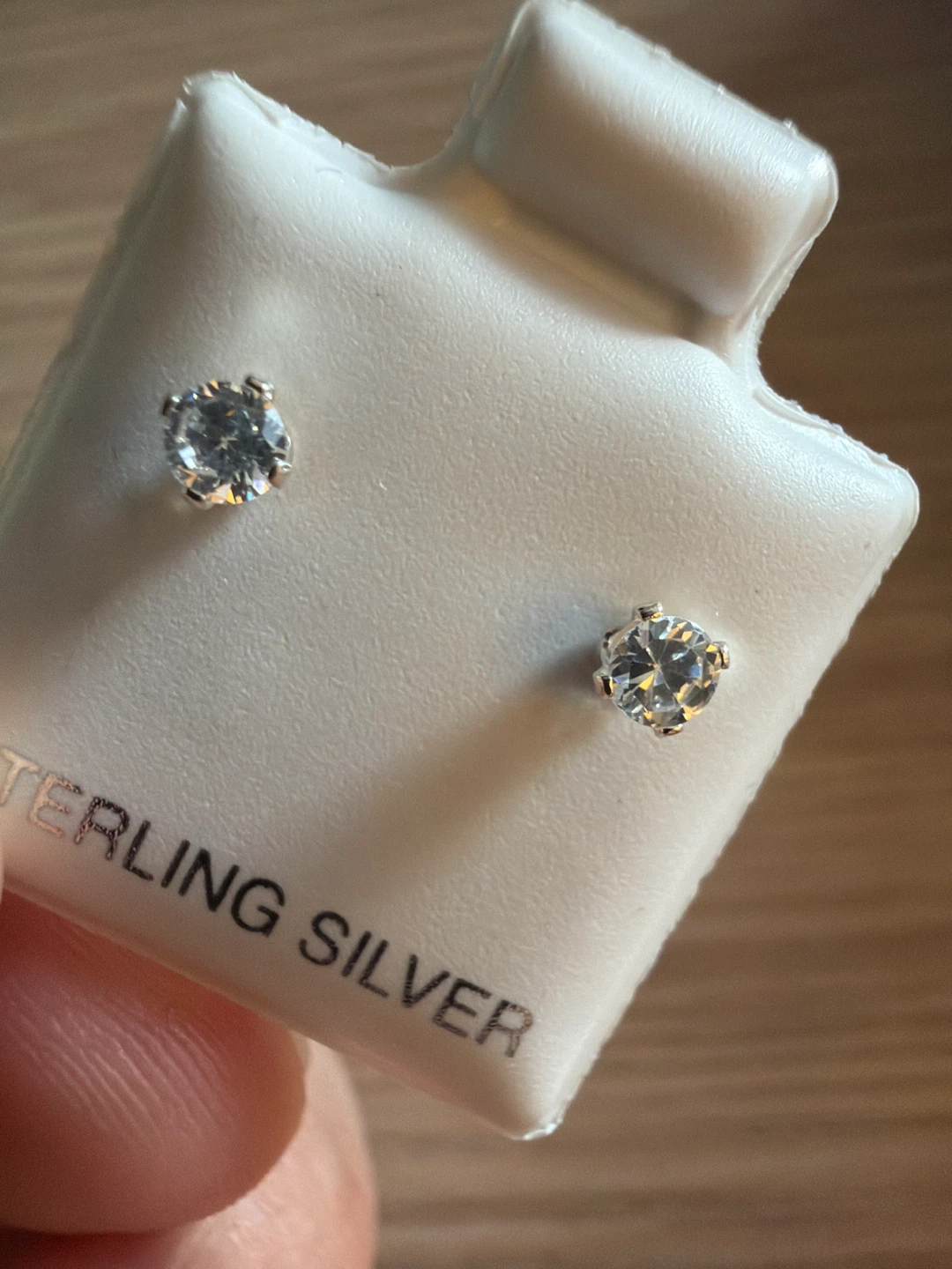 Sterling Silver Stud Earrings with Clear Gemstones