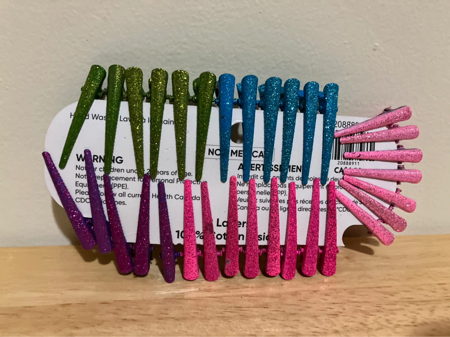 Glitter Hair Clips - Green, Blue, Pink, Purple