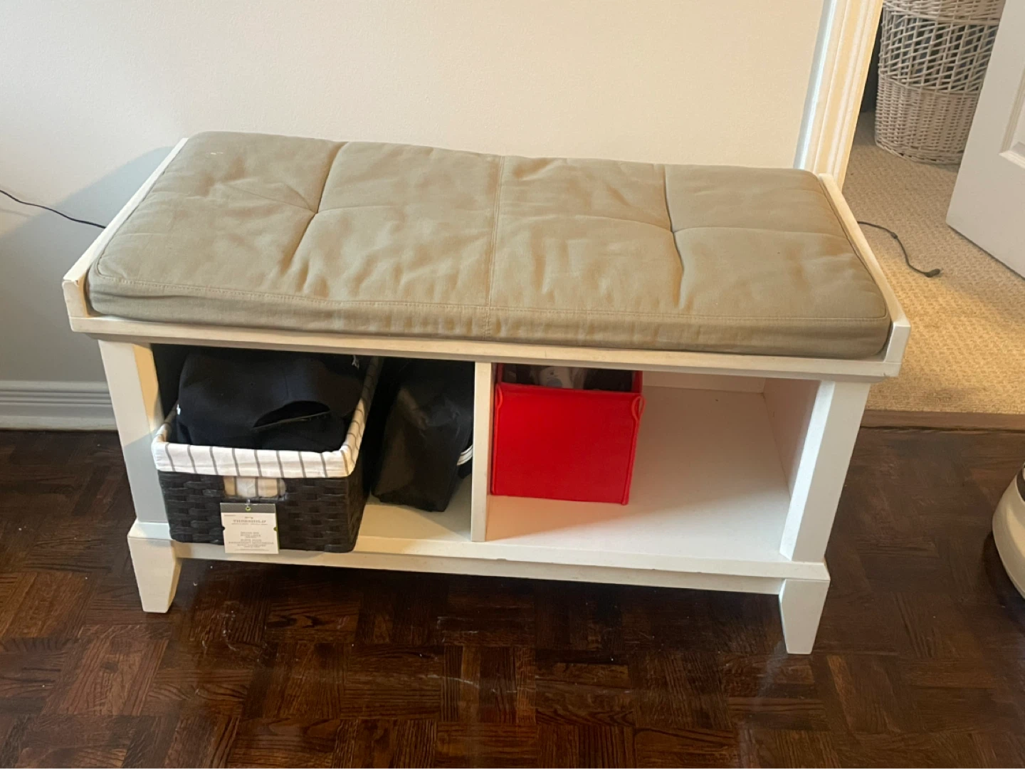 Storage Bench with Tufted Cushion
