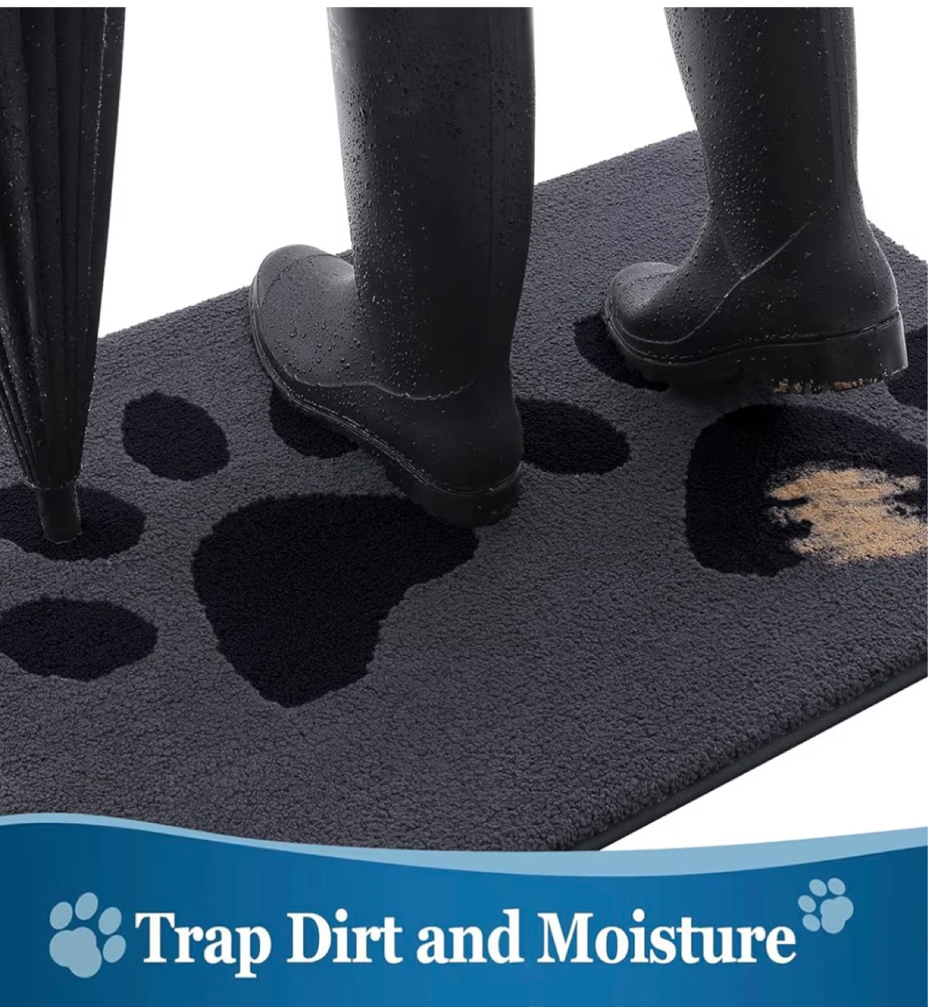Ultra Soft Microfiber Paw Print Doormat 30" x 20" - photo 3