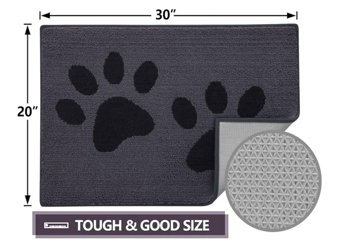 Ultra Soft Microfiber Paw Print Doormat 30" x 20" - photo 2