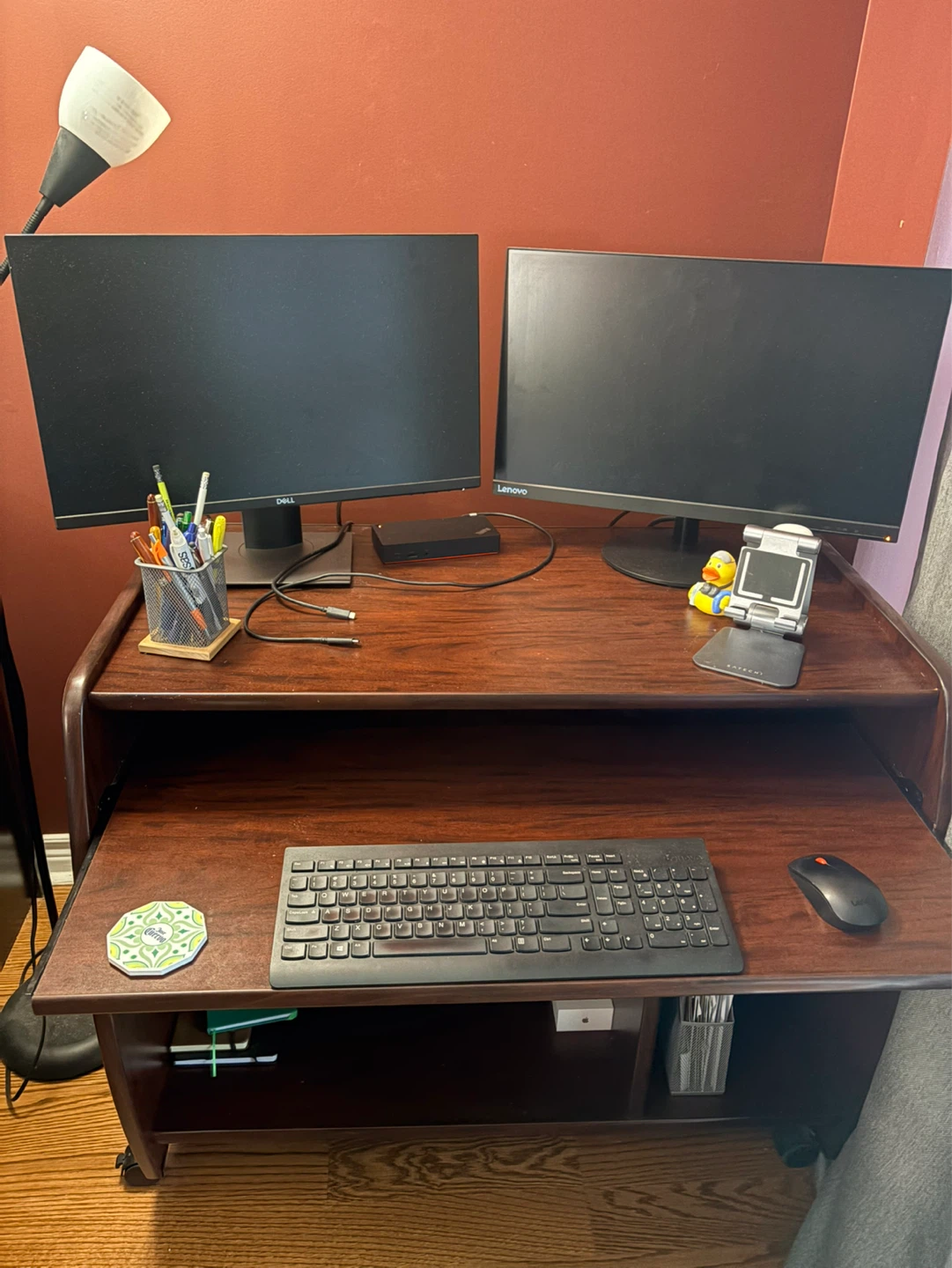 Work/study desk with pullout racks and wheels - photo 3