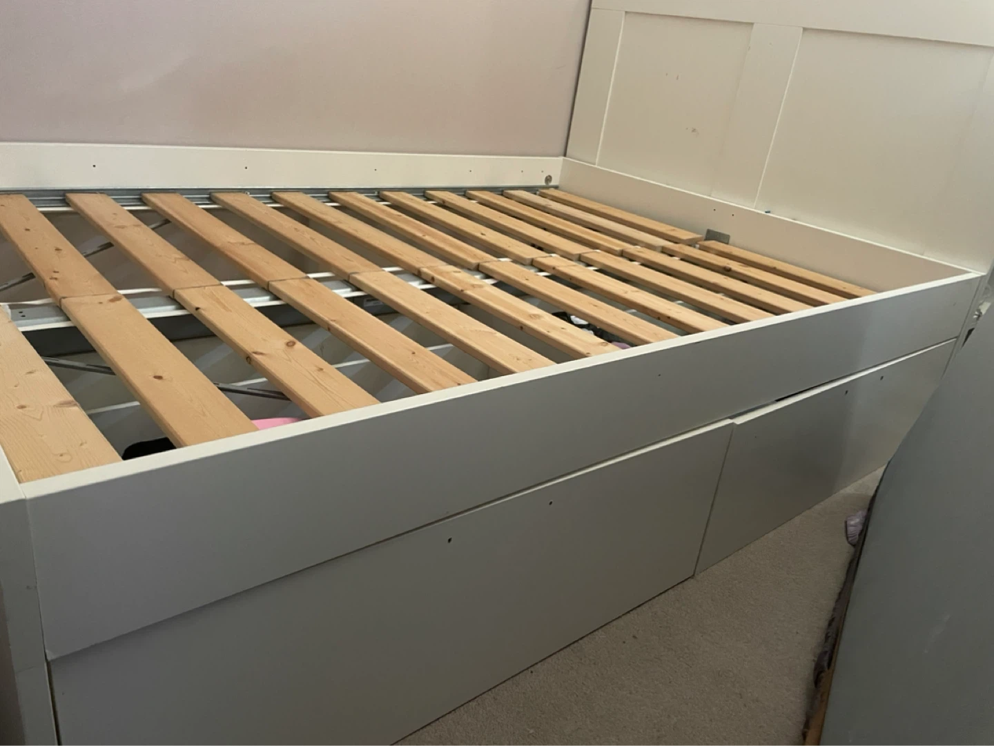 IKEA double White Bed Frame with 2 Drawers