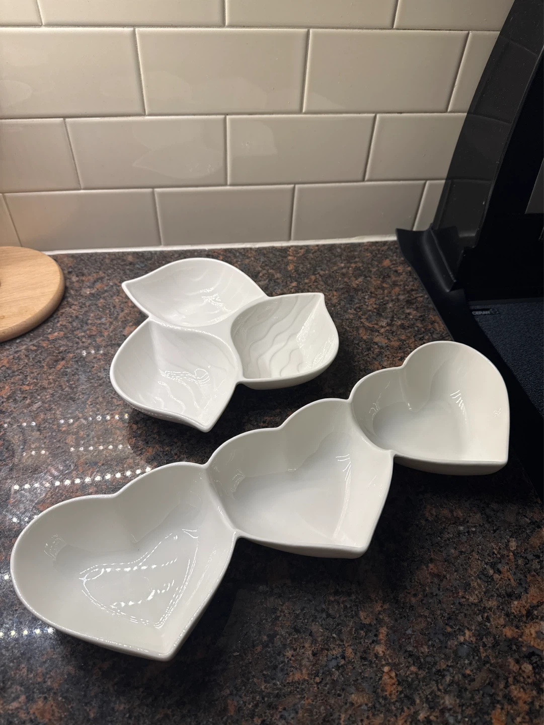 White Heart Shaped Serving Dishes (Set of 2)
