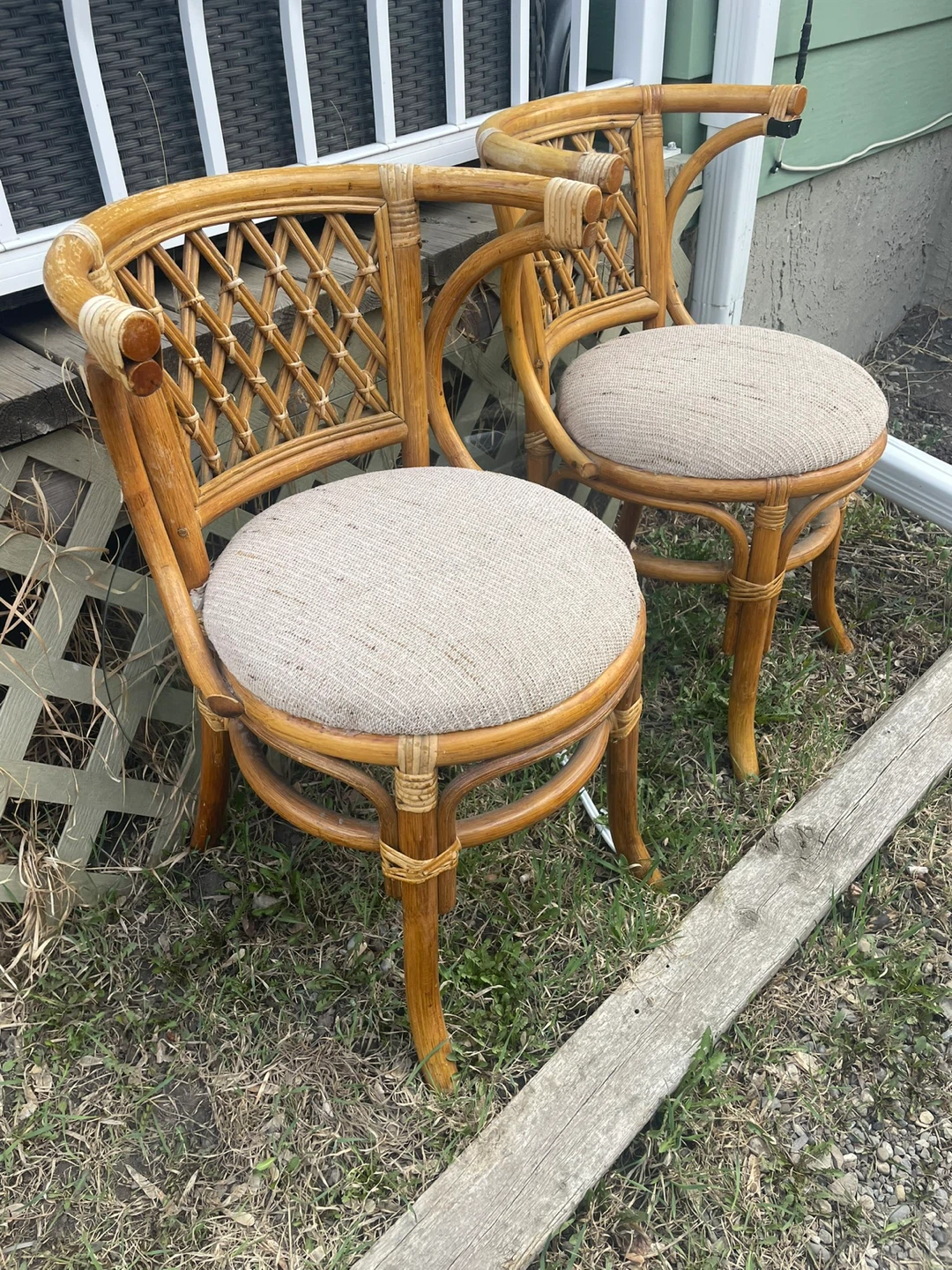 Bamboo Accent Chairs - Set of 2