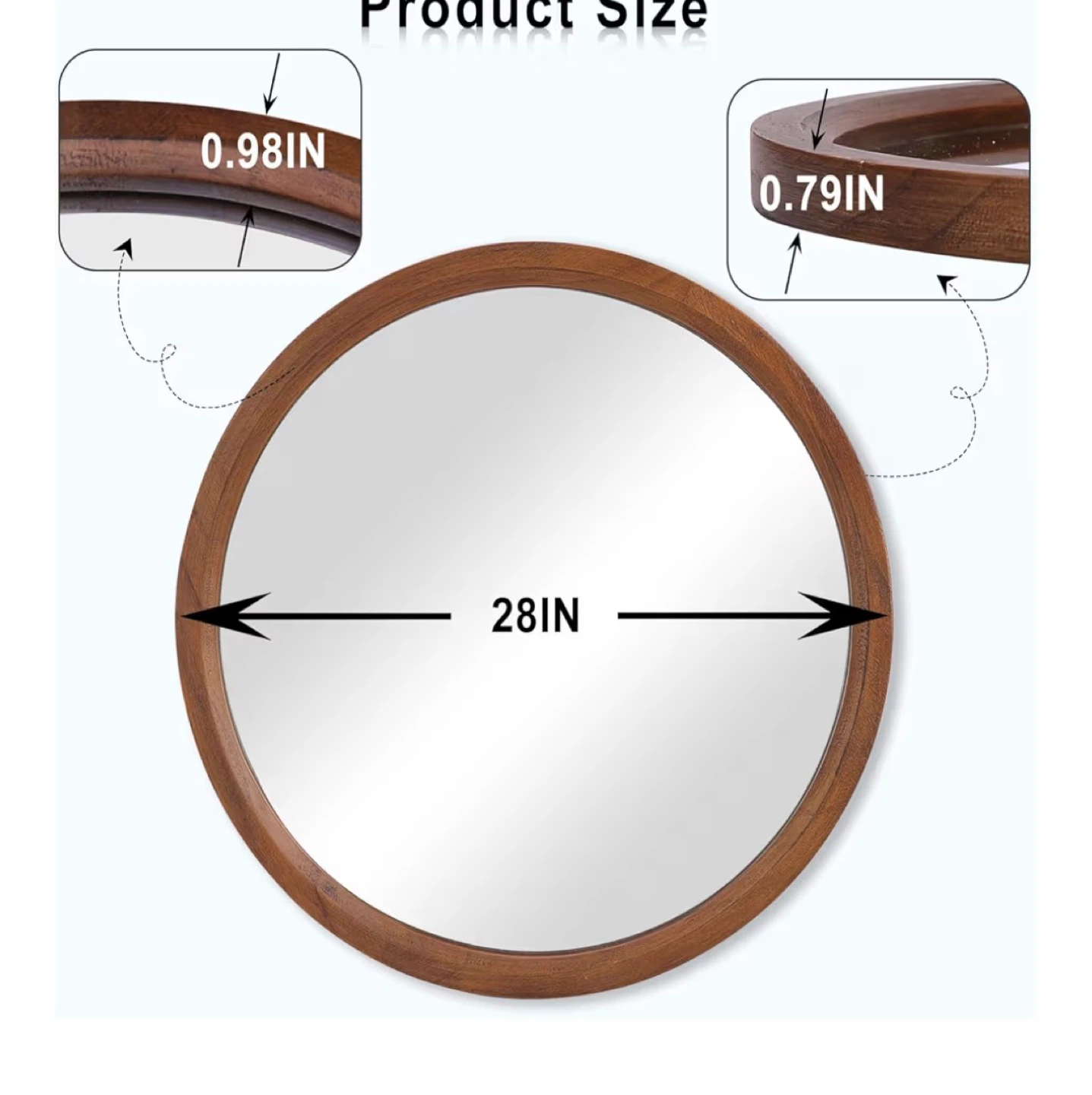 28" Round Wood Framed Mirror - photo 3