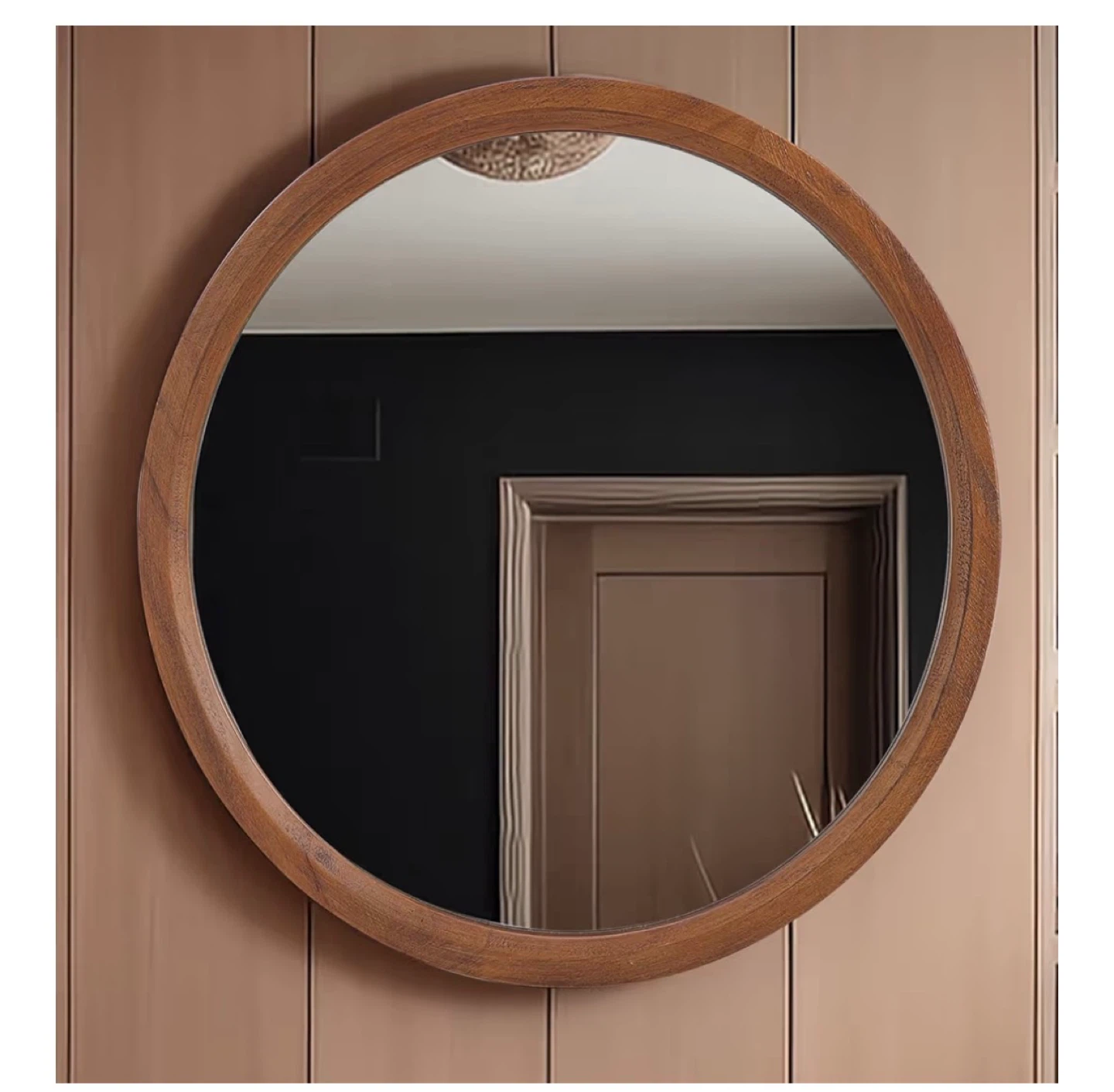 28" Round Wood Framed Mirror - photo 2
