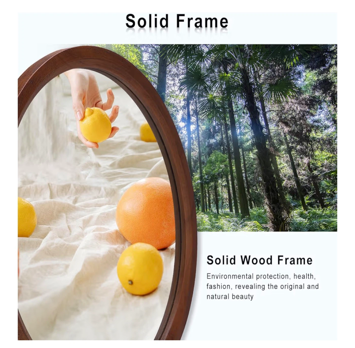 28" Round Wood Framed Mirror - photo 4