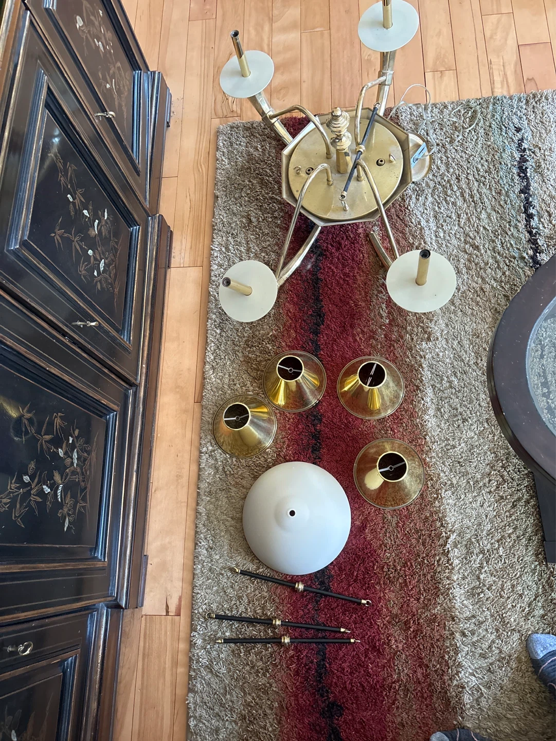 Brass and Off  White  Chandelier Parts