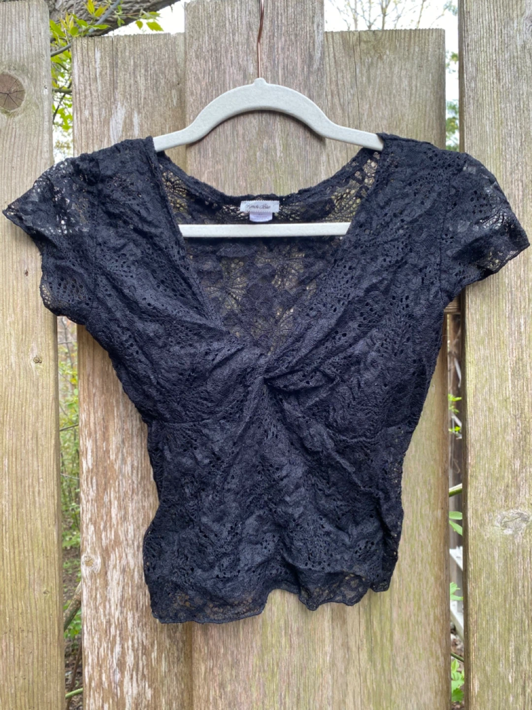 Black Lace Twist Front Top - photo 2