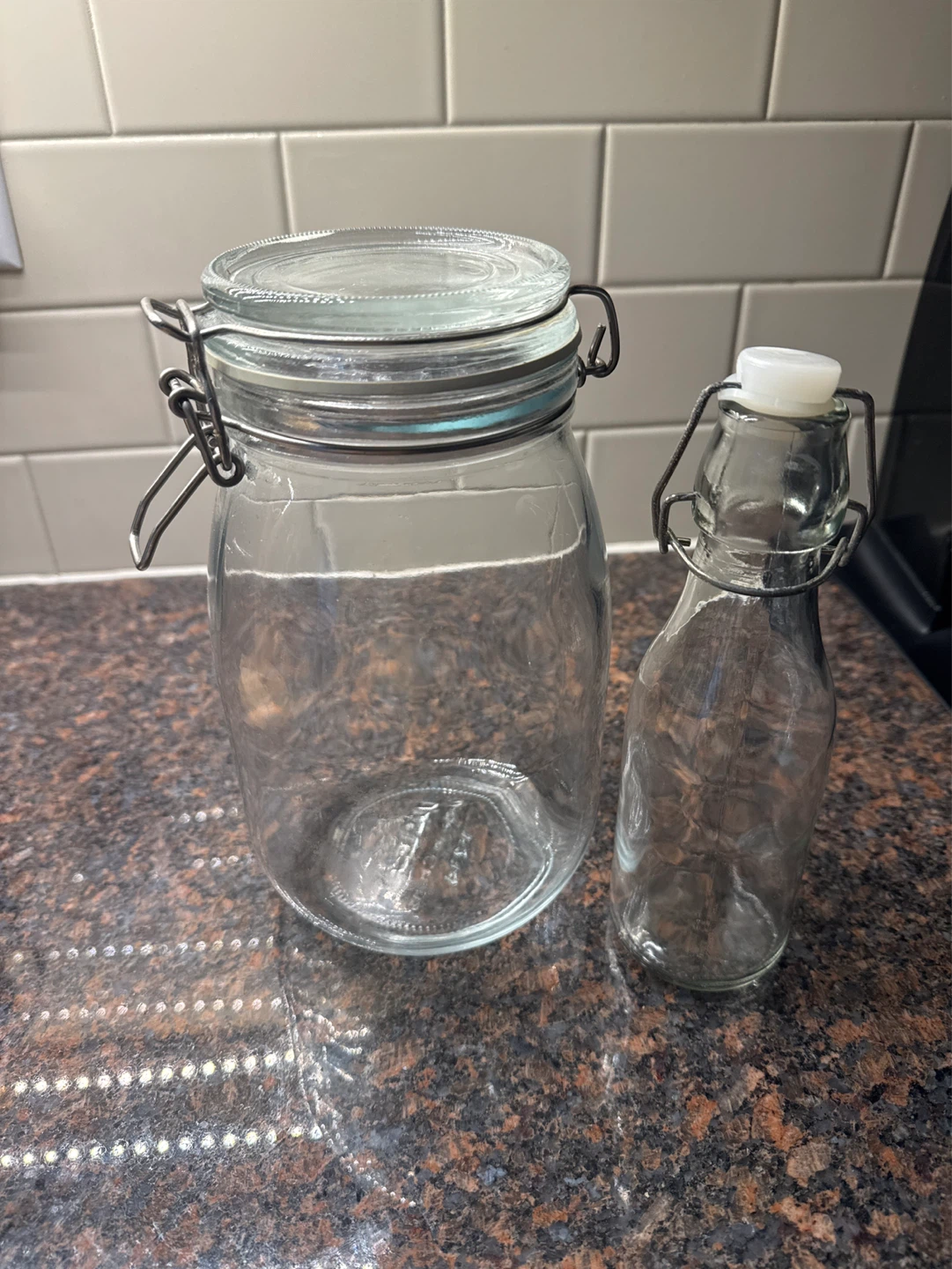 Glass Storage Jar and Small Bottle Set
