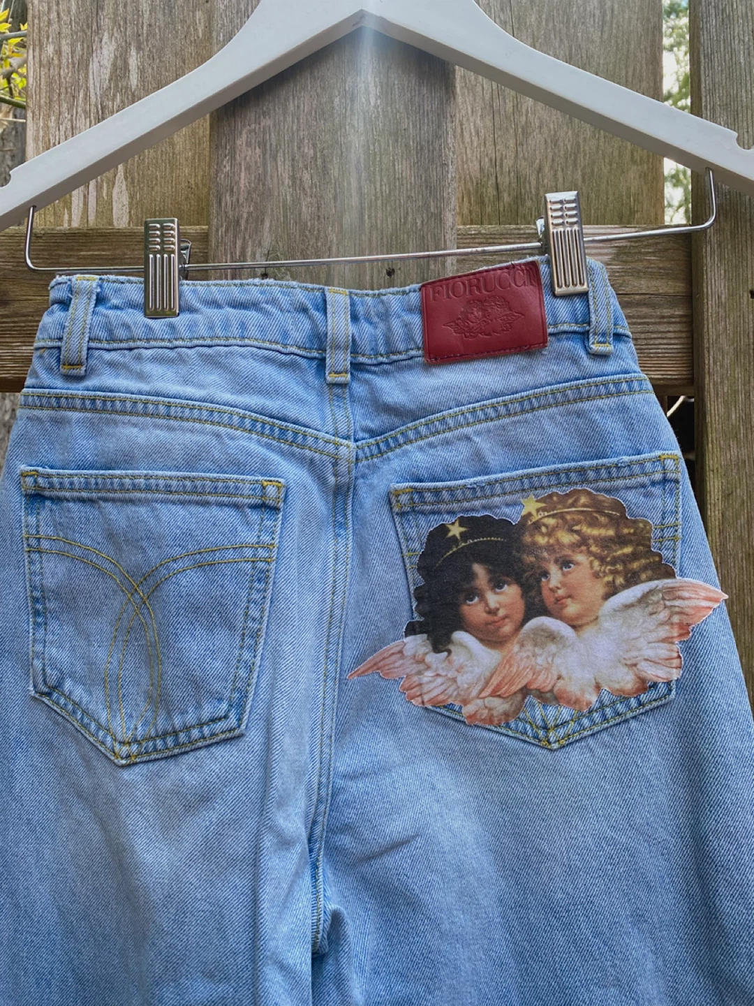 Fiorucci Angels Print Denim Jeans Size 25