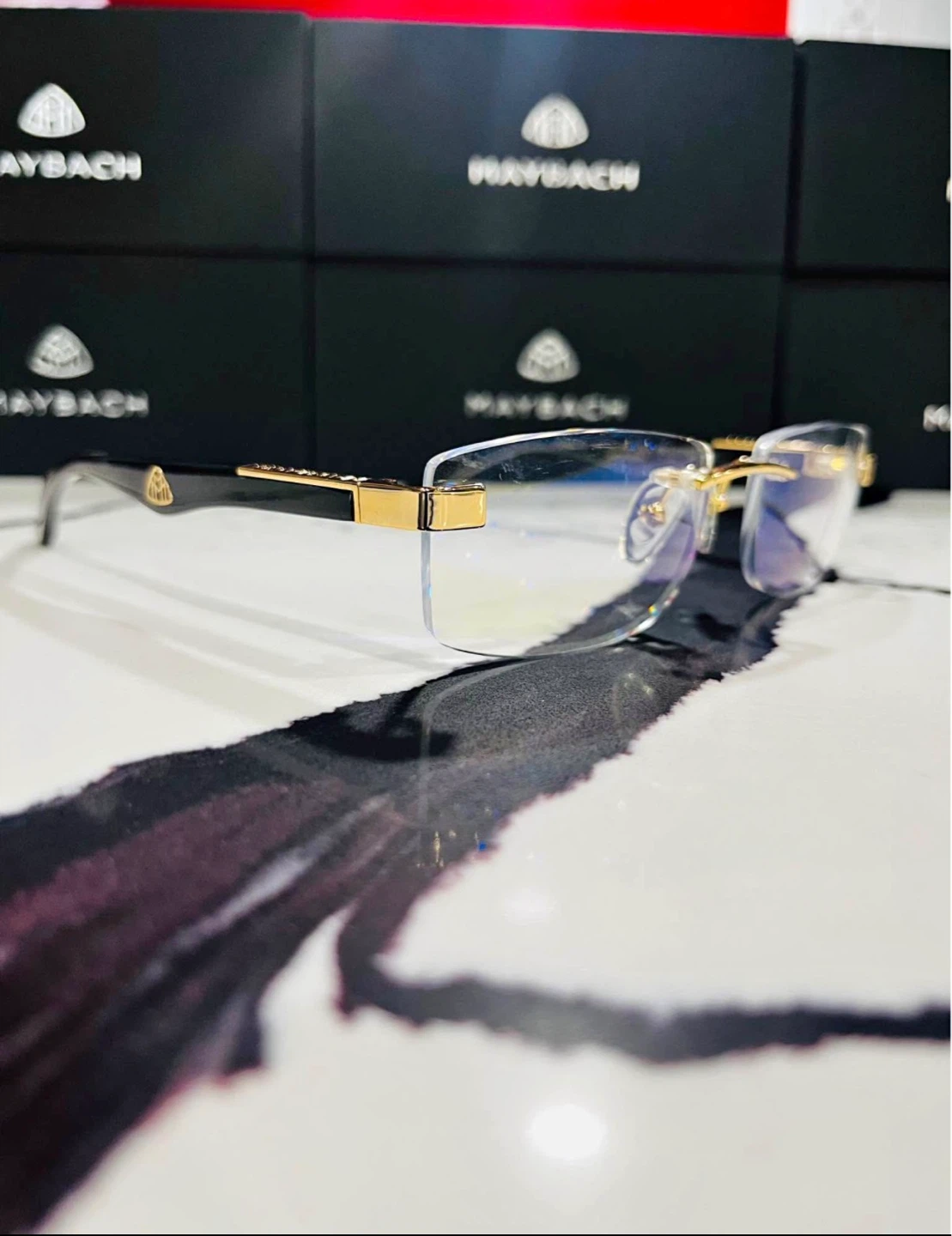 Maybach Eyeglasses - Rimless Gold and Black