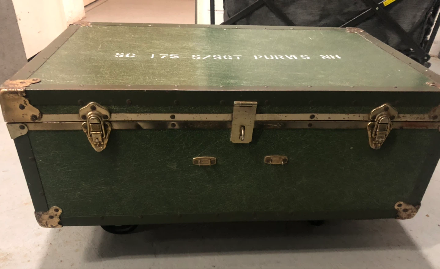 Vintage Green Army Trunk