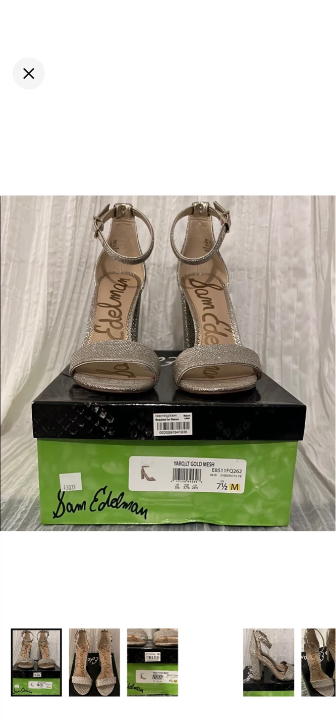 Sam Edelman YARO Gold Mesh Heeled Sandals Size 7.5 M