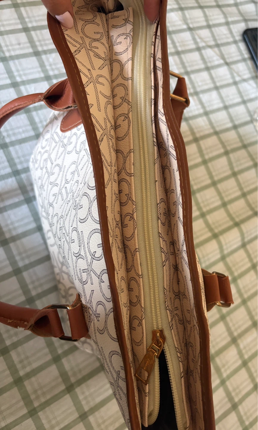 White and Brown Monogram Tote Bag - photo 4