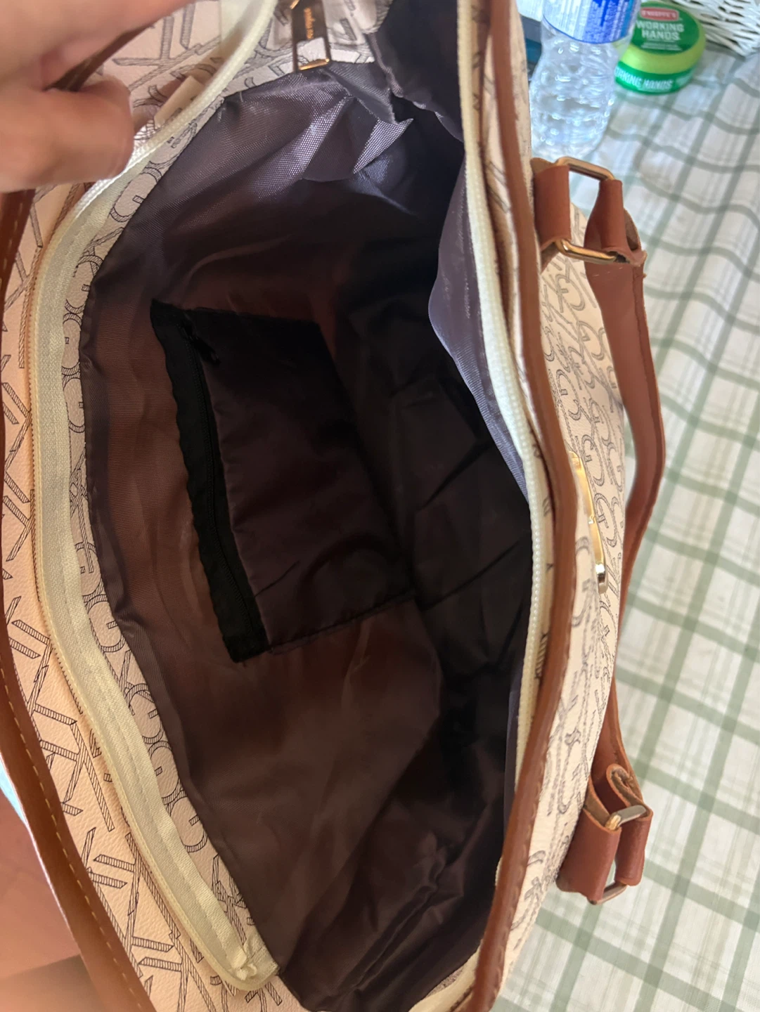 White and Brown Monogram Tote Bag - photo 3