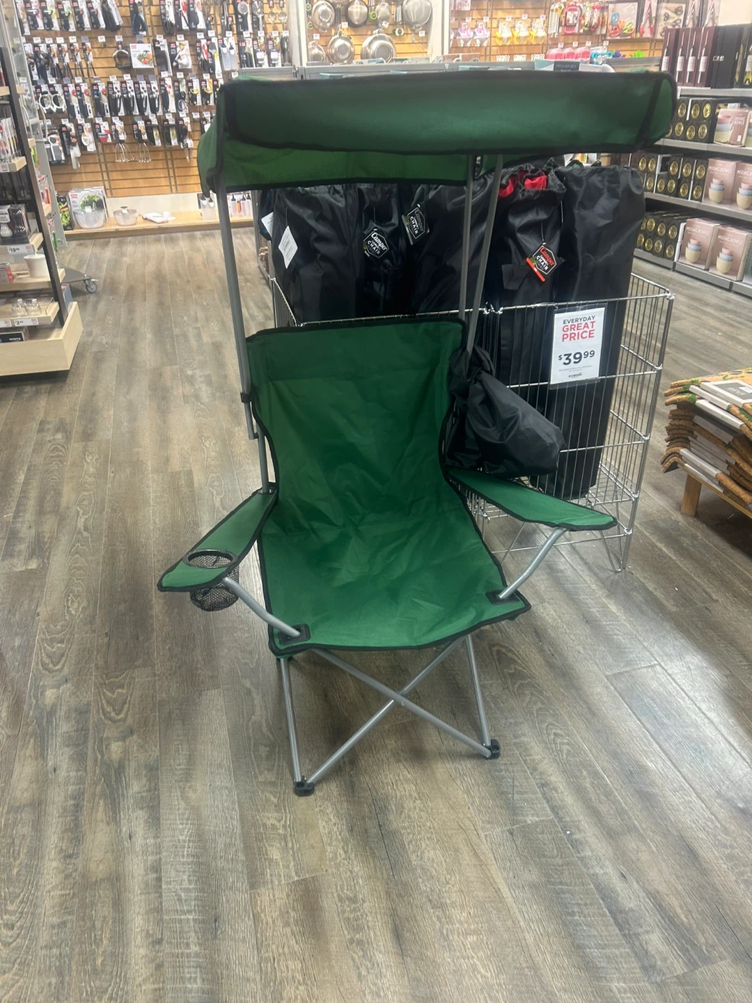 Green Folding Camping Chair with Canopy