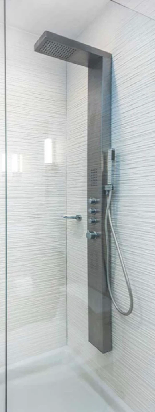 Modern Shower Panel with Rainfall Showerhead and Handheld Wand