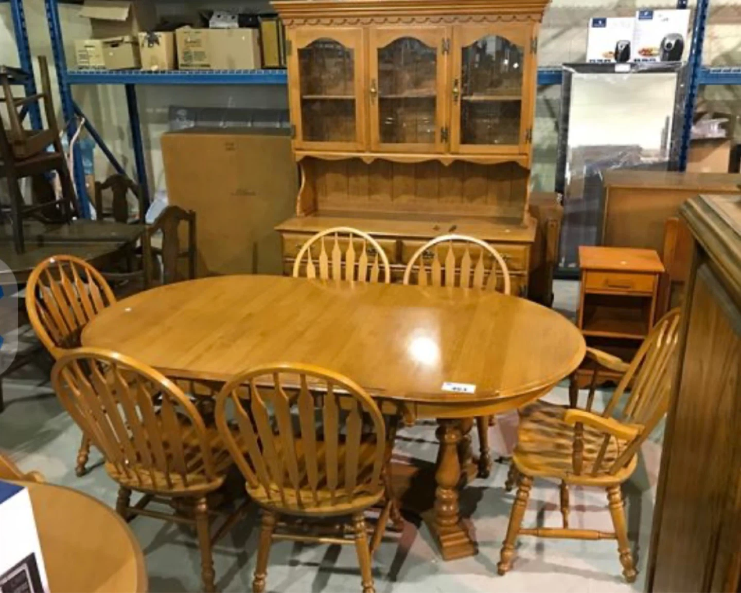 Solid Wood Dining Set with Hutch and 6 Chairs - photo 3