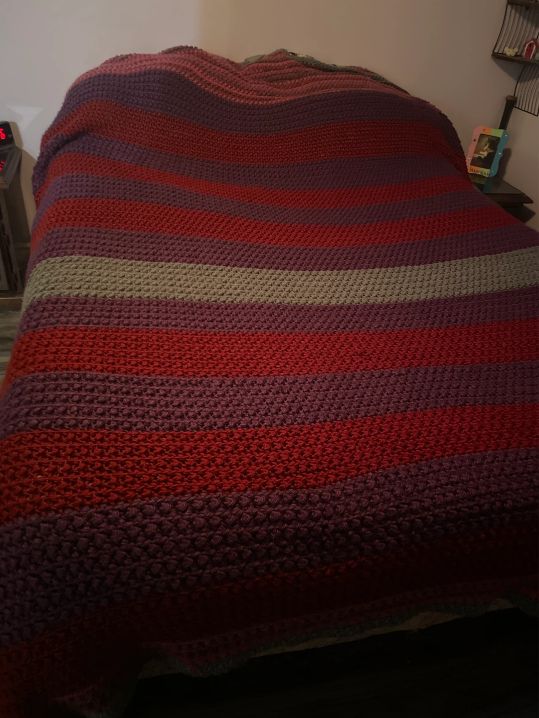 Hand-Knitted Striped Blanket