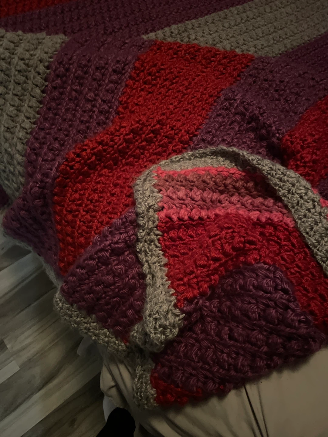 Hand-Knitted Striped Blanket - photo 3