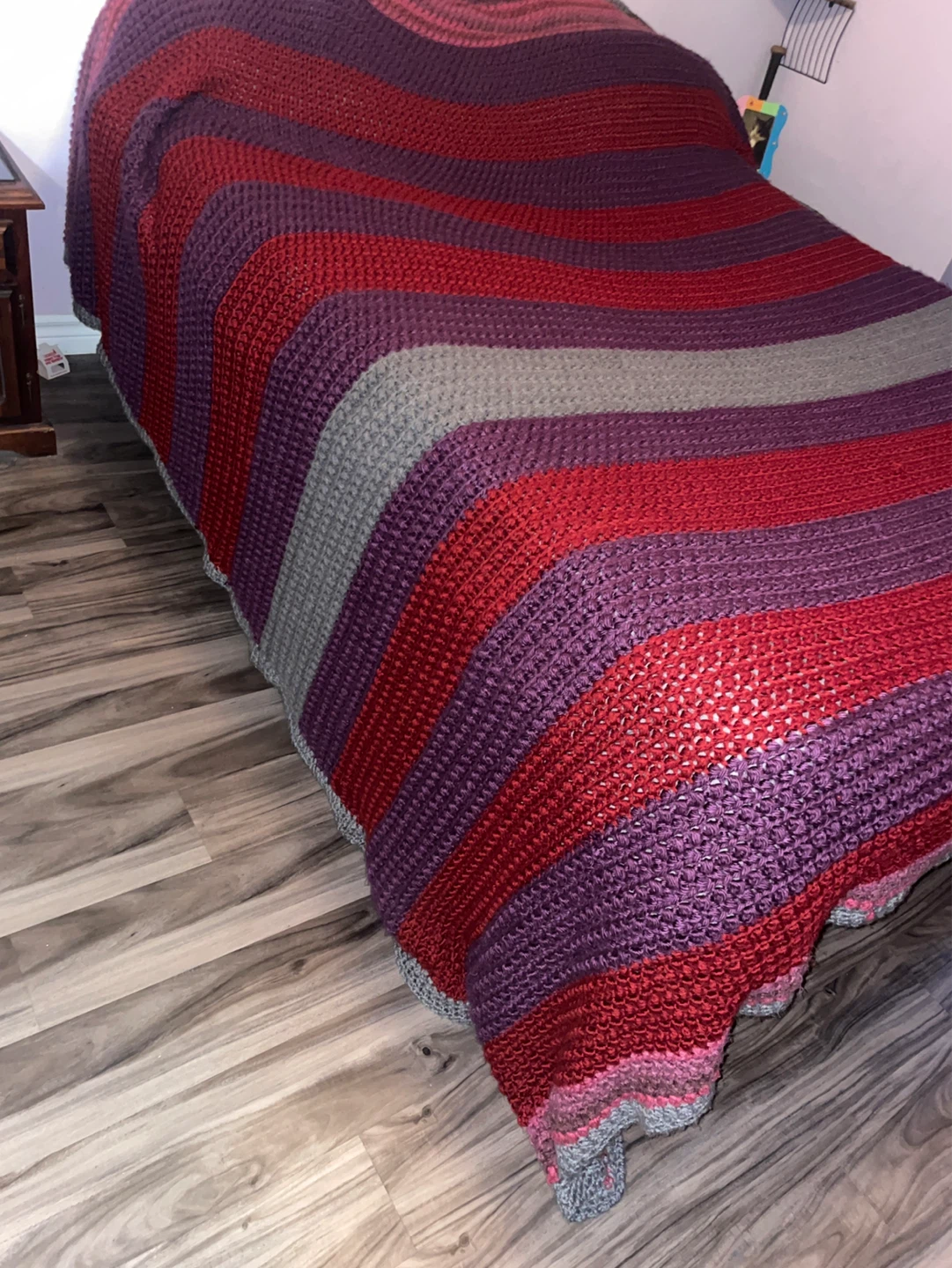 Hand-Knitted Striped Blanket - photo 2