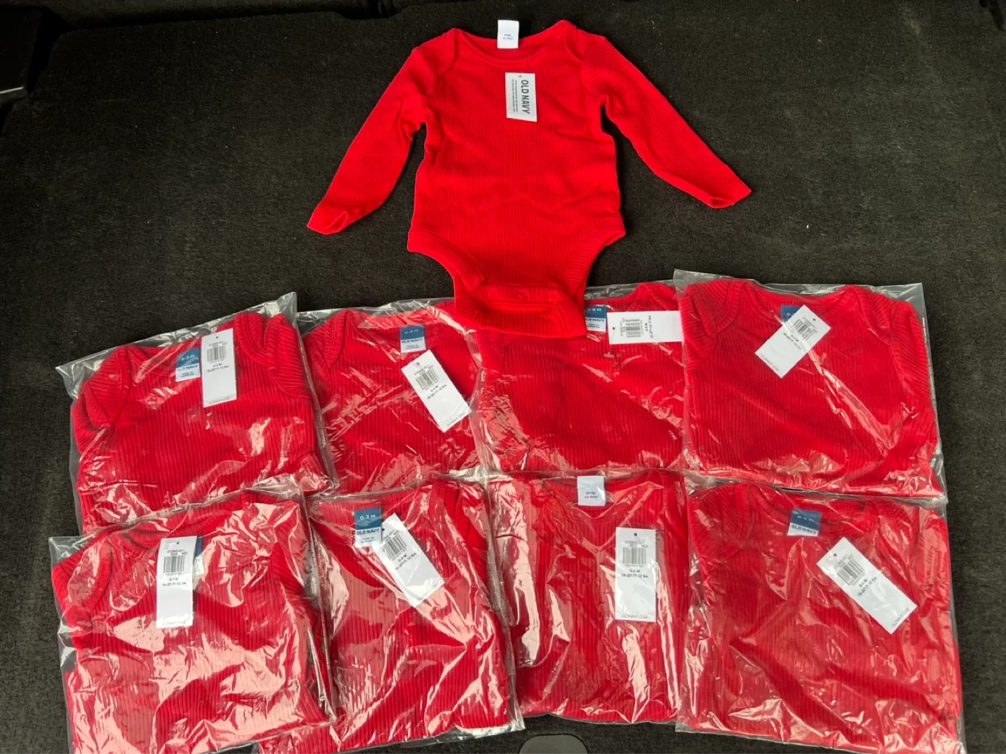 Old Navy Red Ribbed Long Sleeve Bodysuit - 0-3 Months