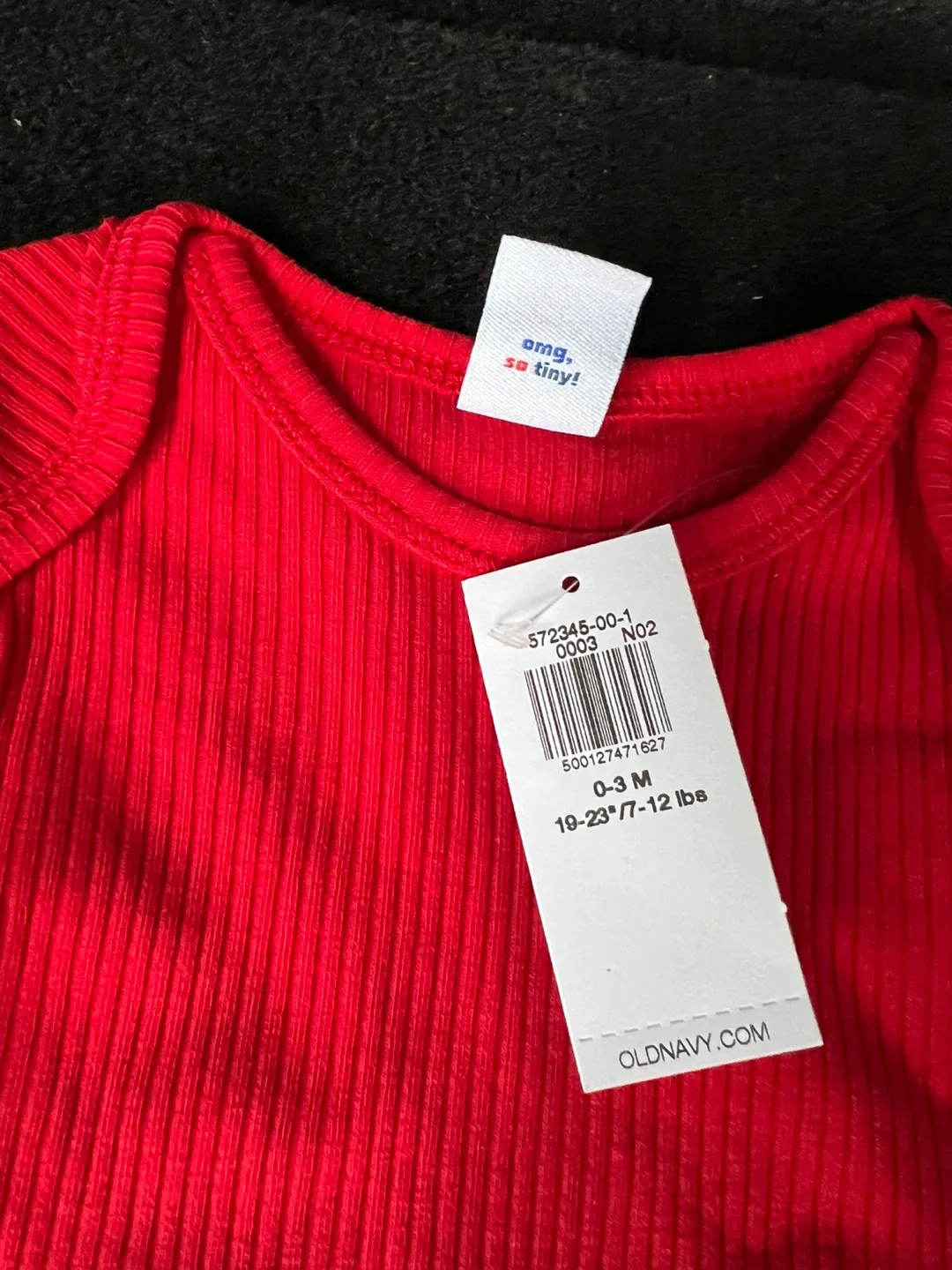 Old Navy Red Ribbed Long Sleeve Bodysuit - 0-3 Months - photo 2