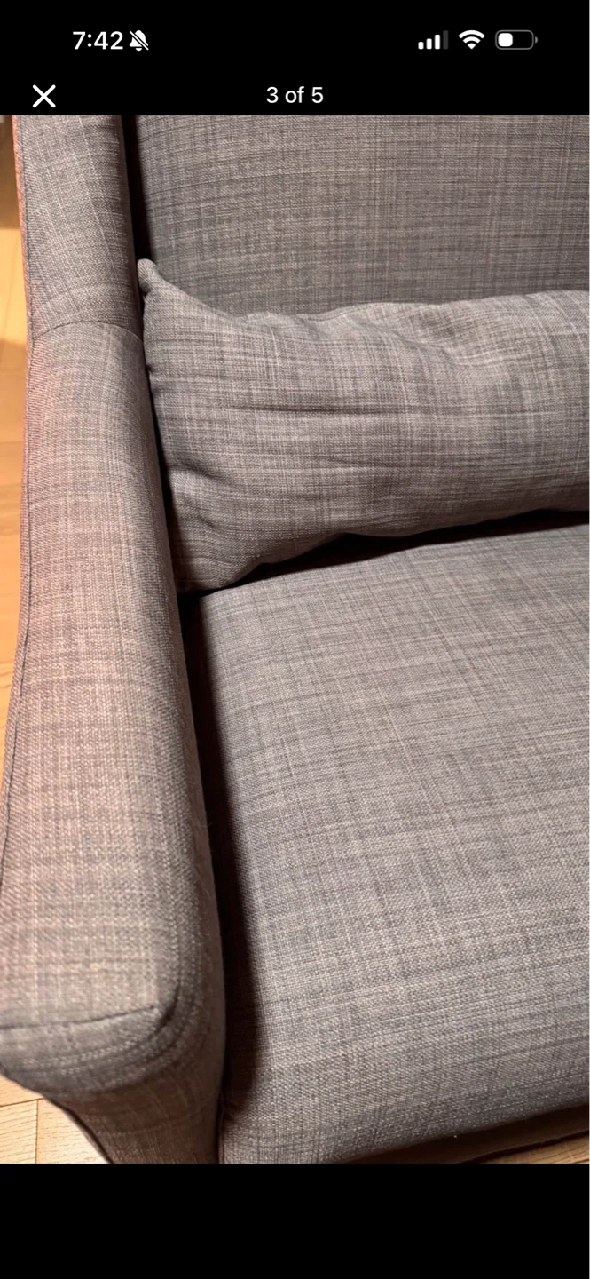 Gray Wingback Accent Chair with Ottoman - photo 3
