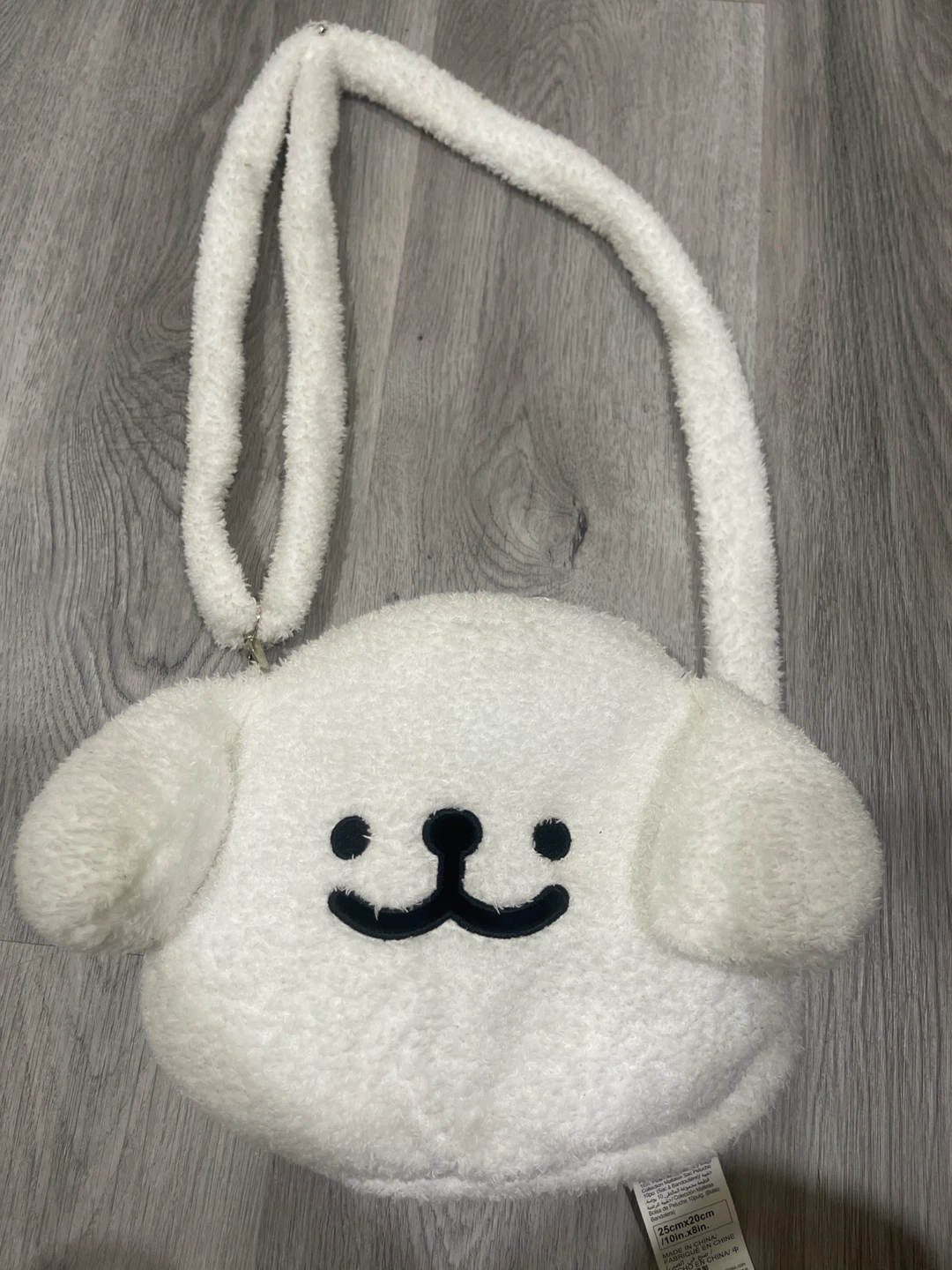 White Fluffy Dog Plush Crossbody Bag