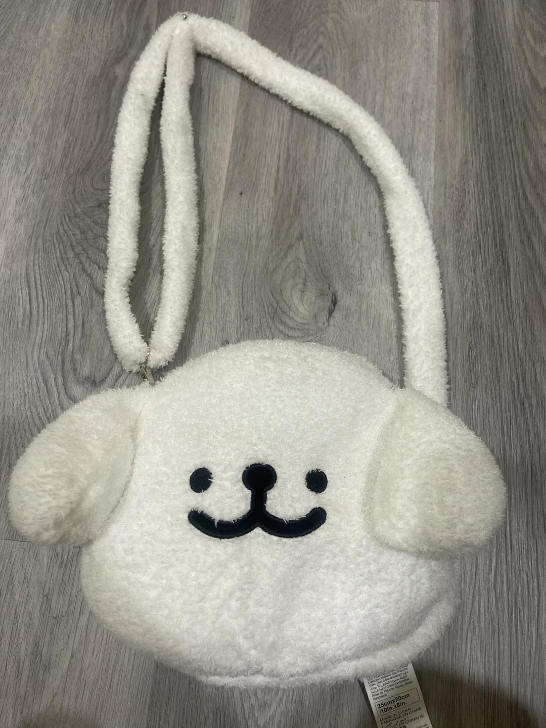 White Fluffy Dog Plush Crossbody Bag