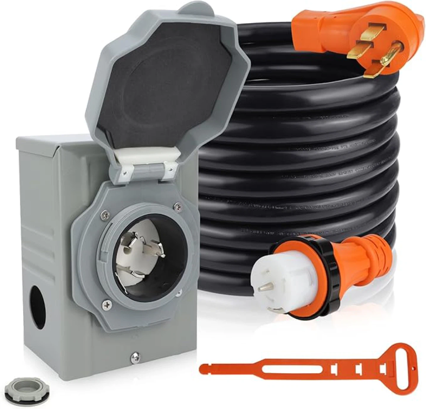 50 Amp Generator Cord with Power Inlet Box & Twist-Lock Plug
