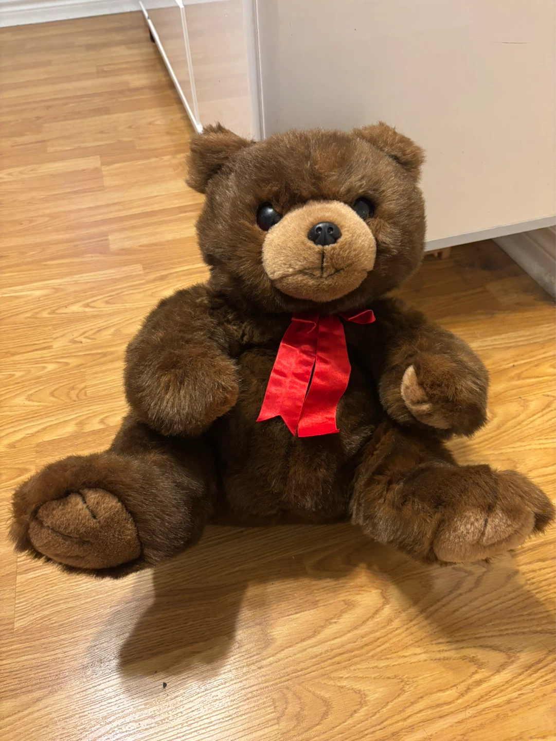 Brown Teddy Bear with Red Ribbon