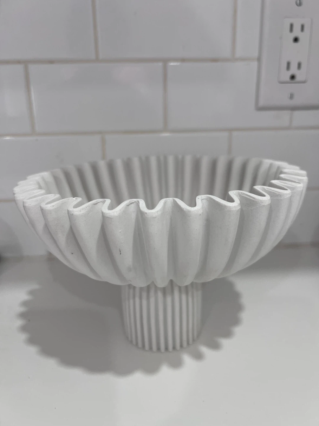 White Fluted Pedestal Bowl