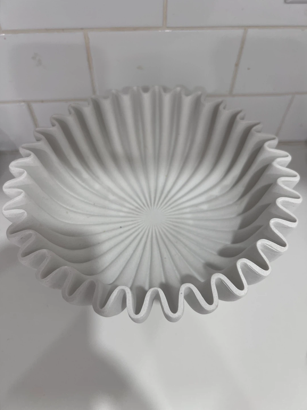 White Fluted Pedestal Bowl - photo 3