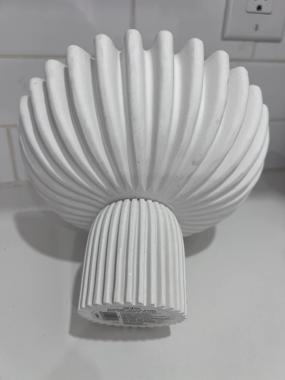 White Fluted Pedestal Bowl - photo 2