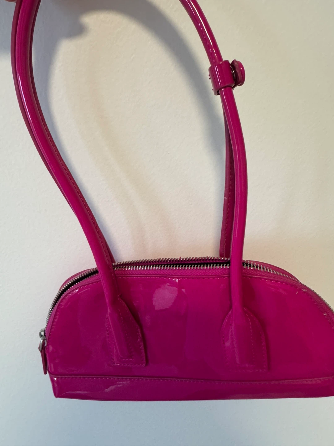Zara Hot Pink Patent Leather Shoulder Bag - photo 2