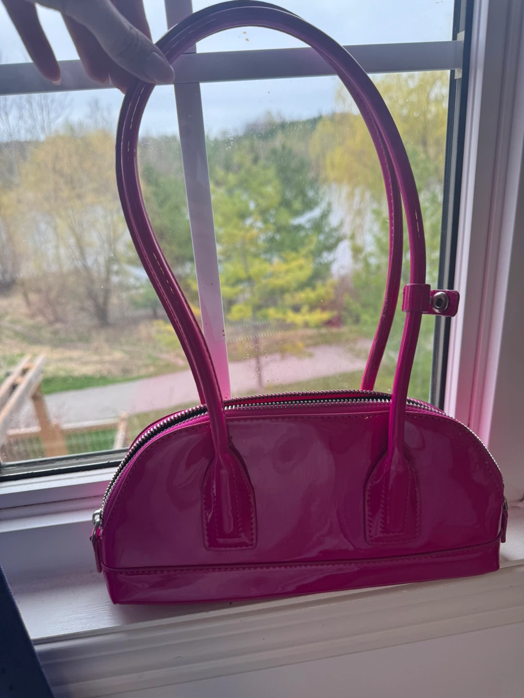 Zara Hot Pink Patent Leather Shoulder Bag