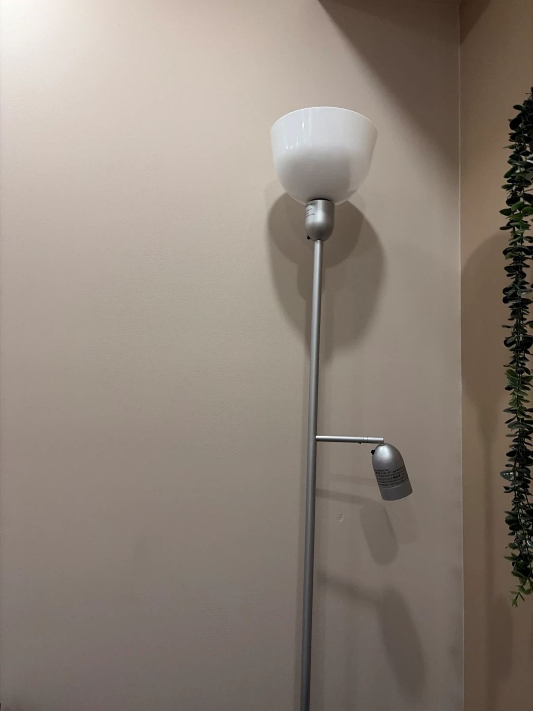 Silver Floor Lamp with Adjustable Reading Light